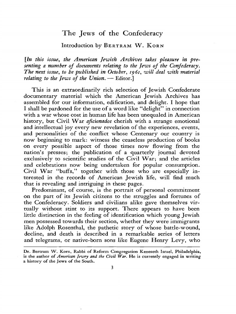 The Jews of The Confederacy PDF Confederate States Of America Jews