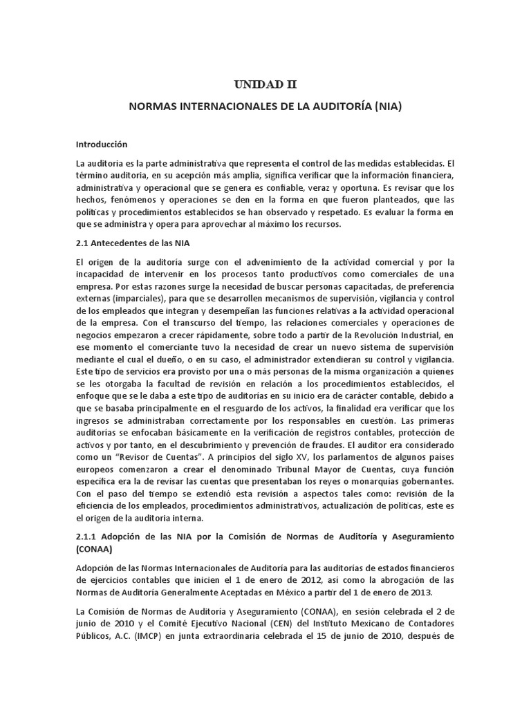 Normas Internacionales de Auditoría | PDF | Auditoría | Planificación