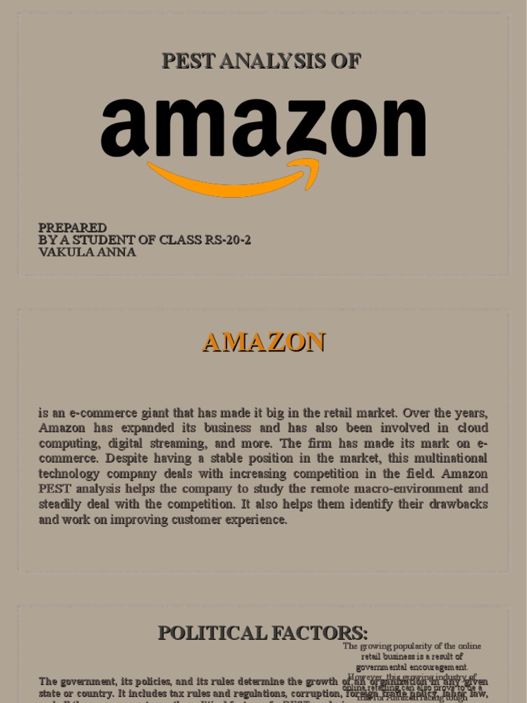 Amazon PEST Analysis Overview | PDF | E Commerce | Online Shopping