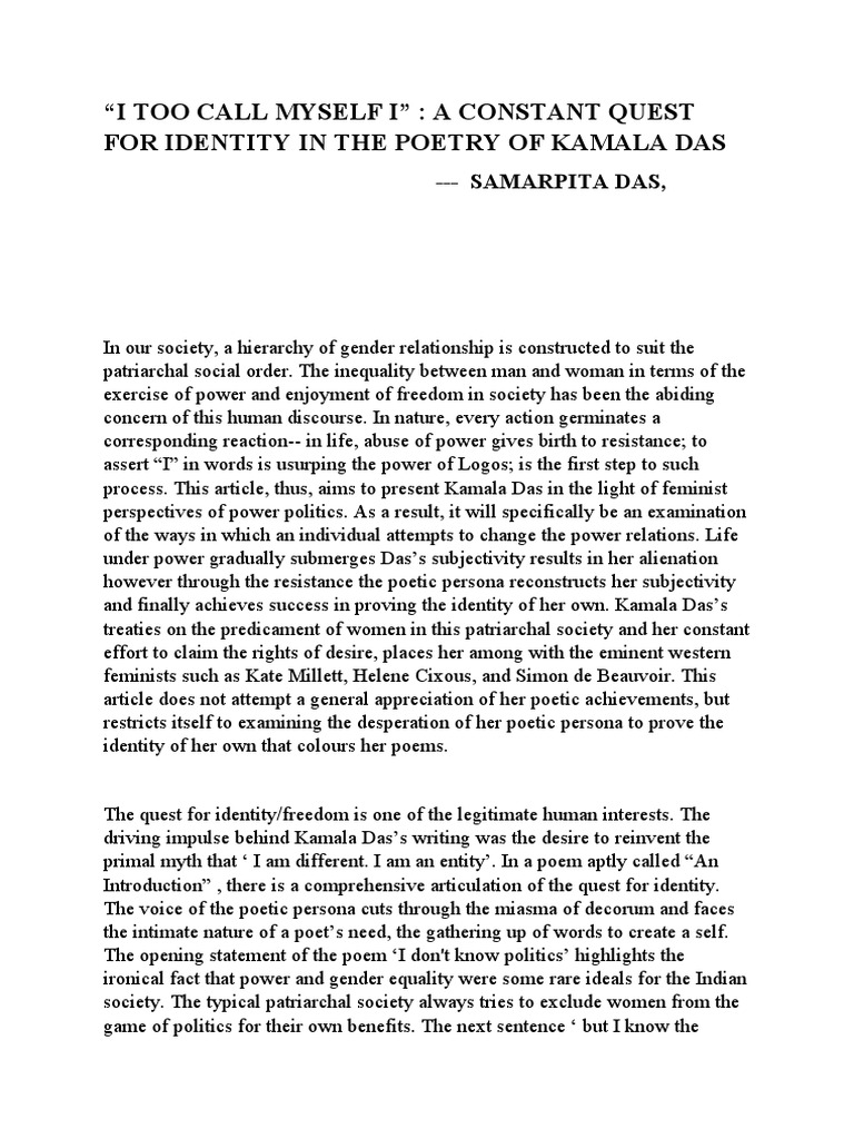 A Constant Reinvention of Identity in The Poetry of Kamala Das PDF
