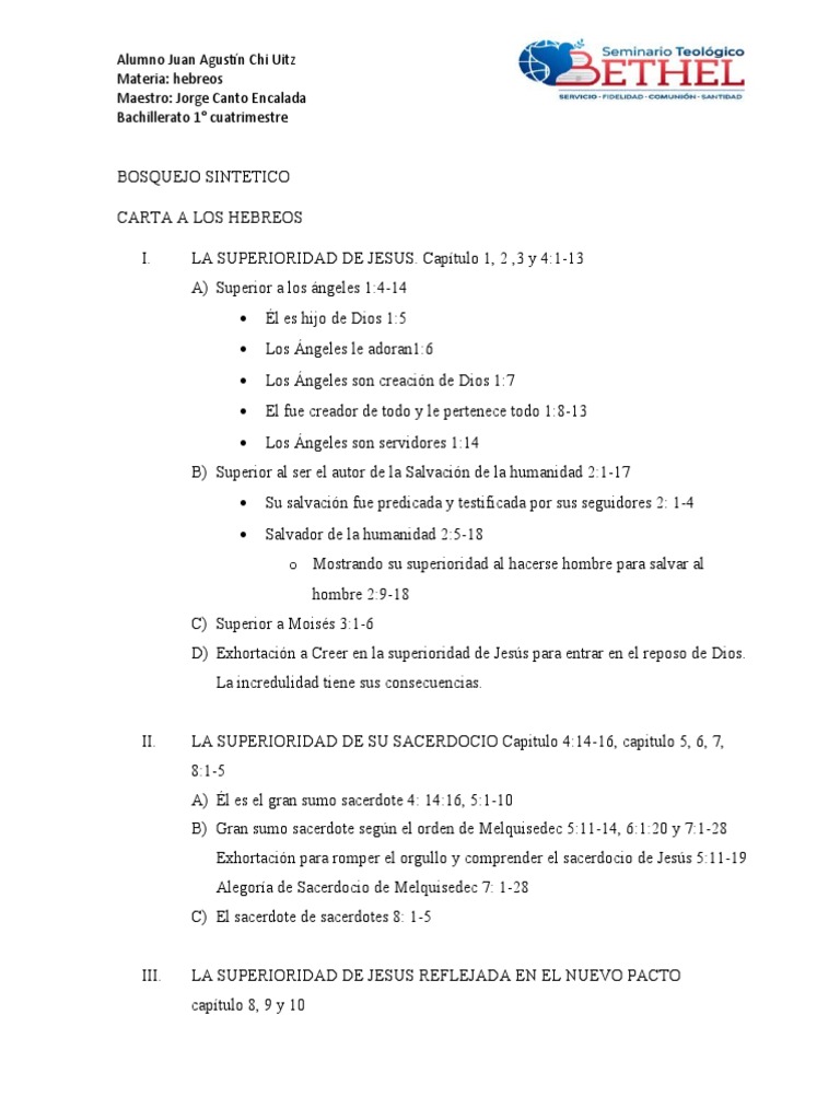 BOSQUEJO SINTETICO Agustin Chi | PDF | Sacerdote | Jesús