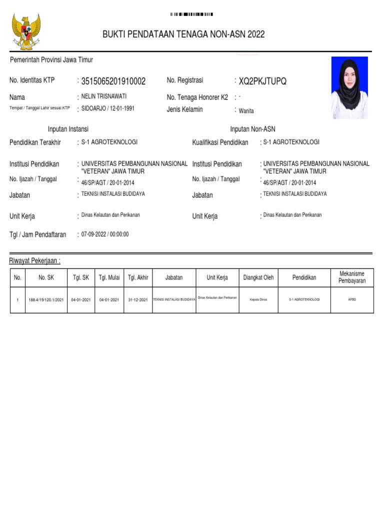 Bukti Pendataan Tenaga NonAsn 2022 3515065201910002 Xq2Pkjtupq PDF
