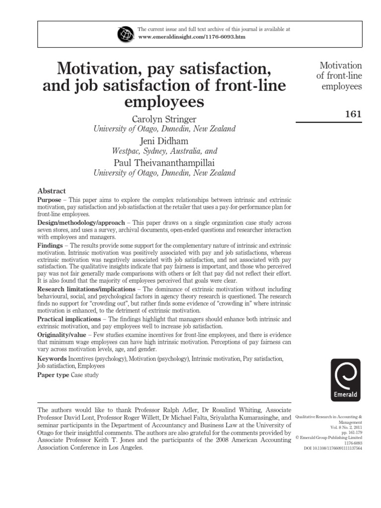 Motivation, Pay Satisfaction | PDF | Motivational | Motivation