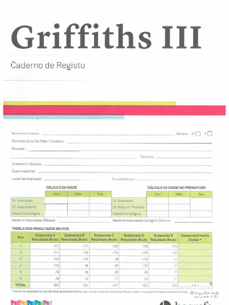 Caderno de Registos Griffiths III | PDF