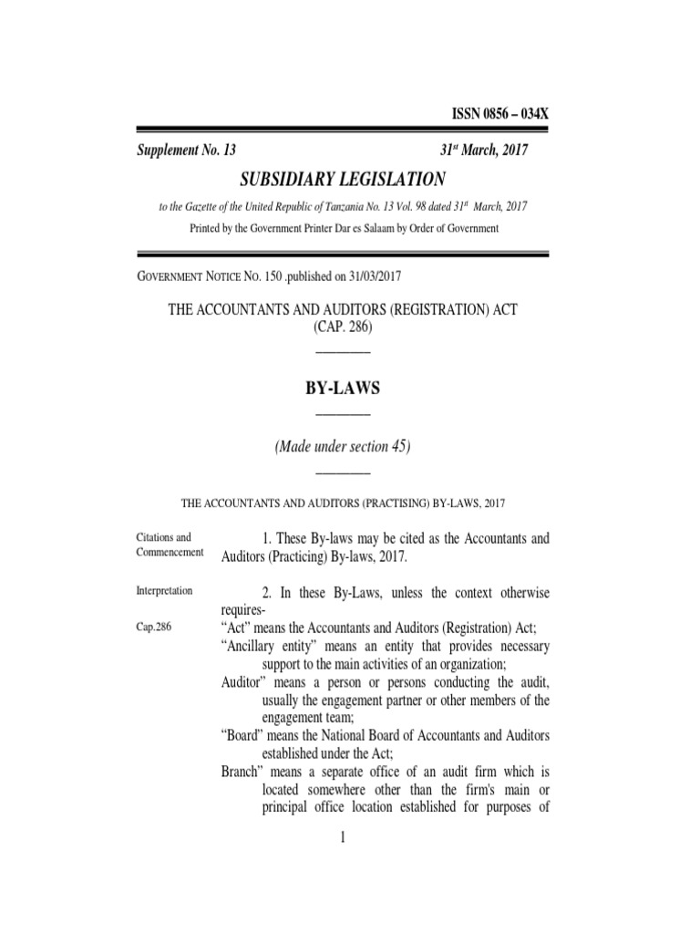 The Accountants and Auditors (Practising) ByLaws, 2017 Regulations