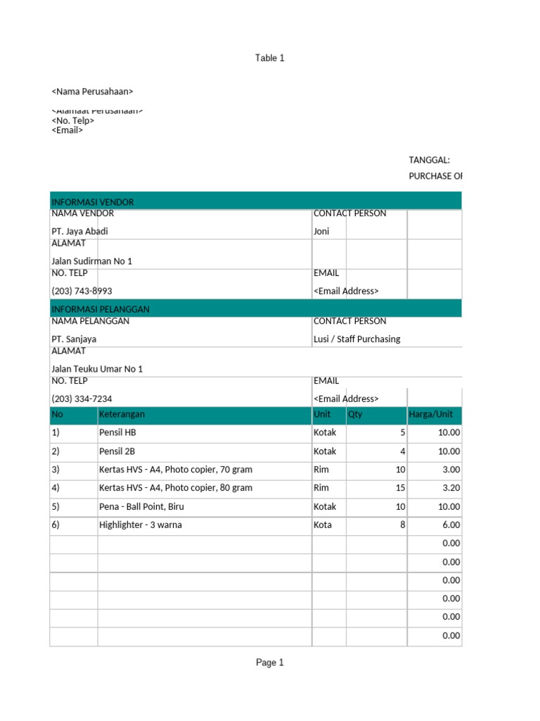 Purchase Order Bahasa Indonesia Pdf