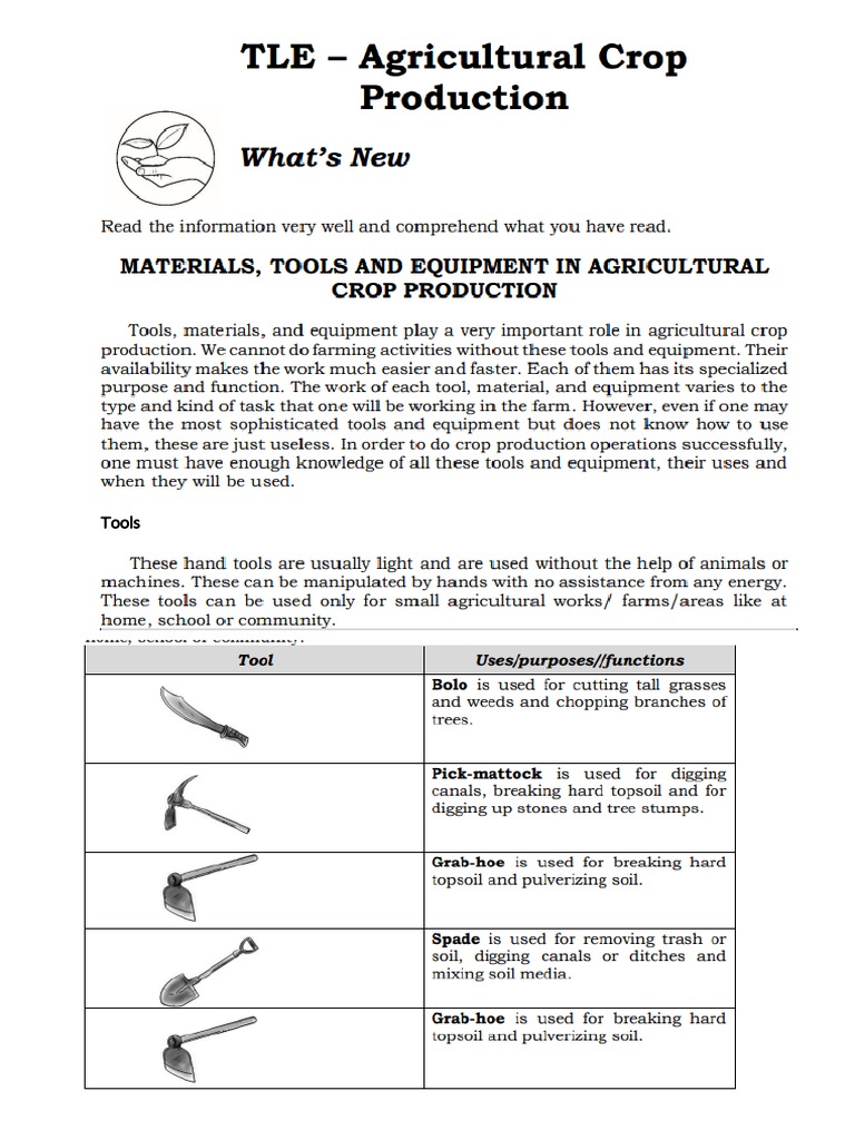 Materials Tools and Equipment in Agricultural PDF