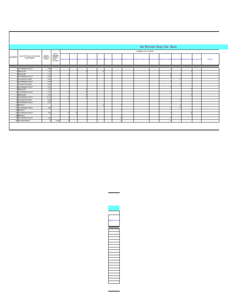 Esp Calculation Exhaust AirTa PDF Duct (Flow) Automation