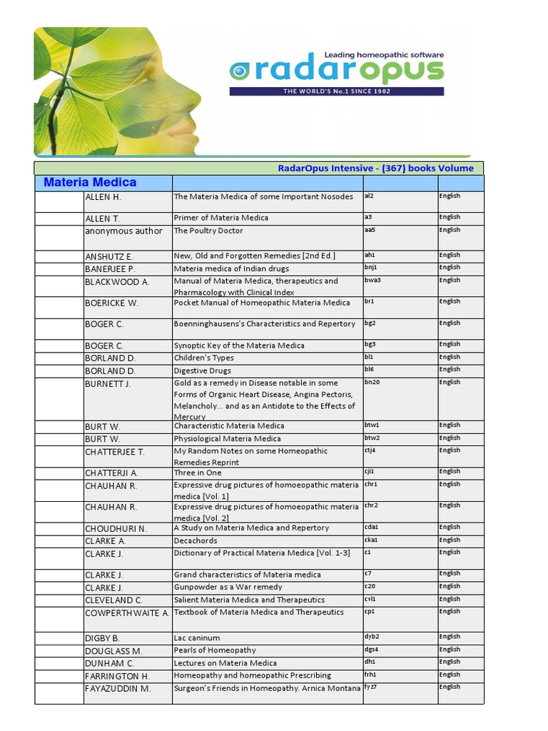 Radar Opus Intensive PDF Homeopathy Health Sciences