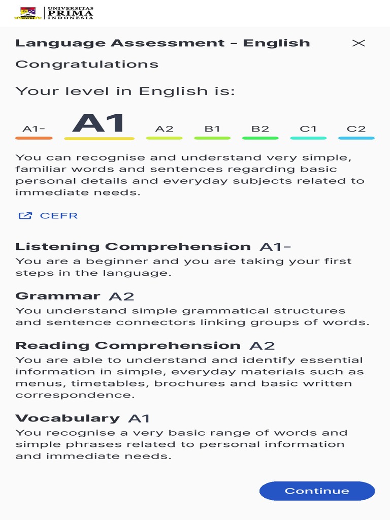 English Language Assessment Results | PDF