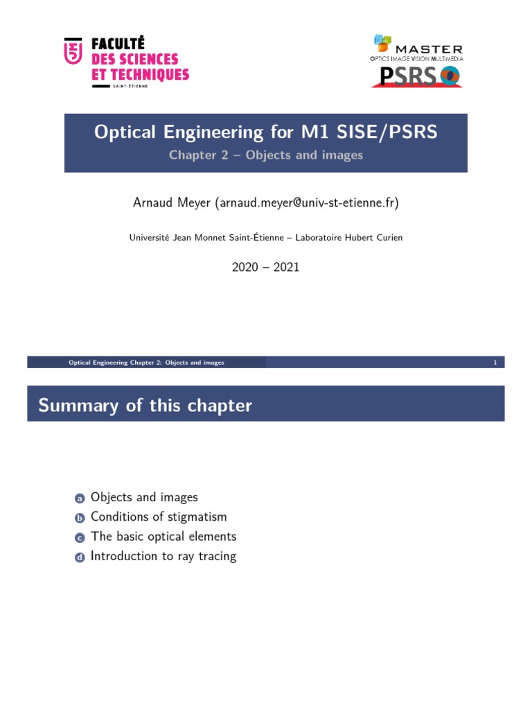 Optical Engineering 2 Objects and Images | PDF | Science & Mathematics