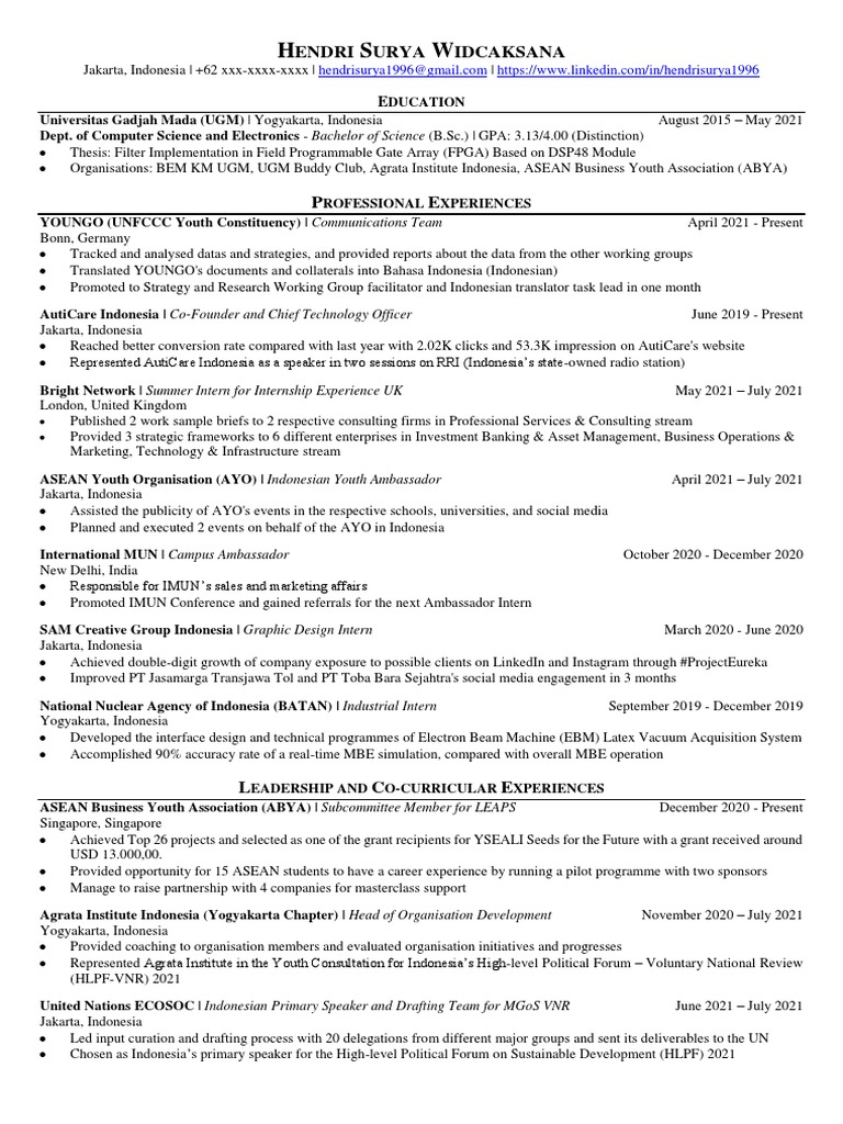 Contoh CV | PDF | Indonesia | Business