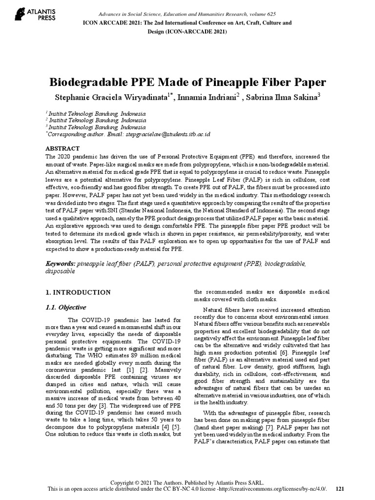 Biodegradable ppe made of pineapple fiber paper stephanie graciela
