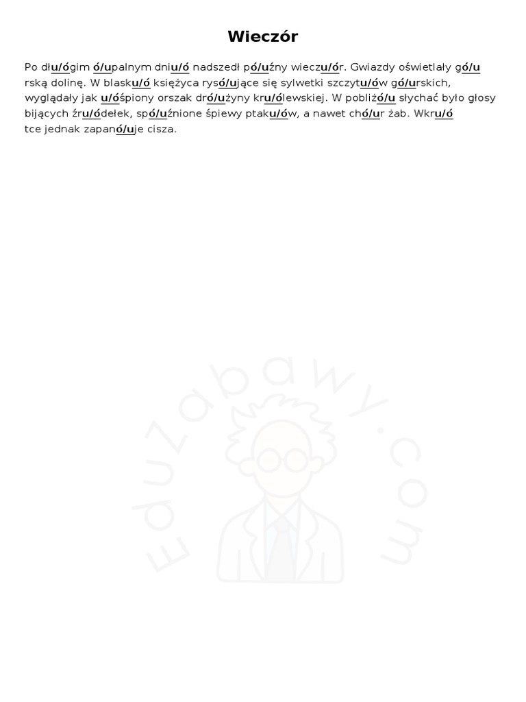Dyktando Klasa 7 ó U dyktando | PDF