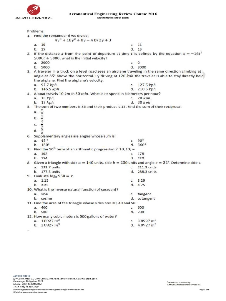 Mock Mathematics 2016 Pdf Business
