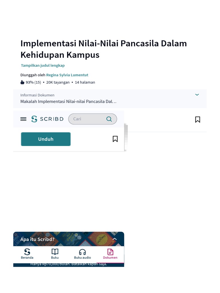 Implementasi Nilai Nilai Pancasila Dalam Kehidupan Kampus Pdf Pdf