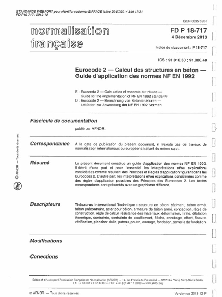 NF en 1992 Guide D - Application Des Normes - Eurocode 2 Calcul Des ...
