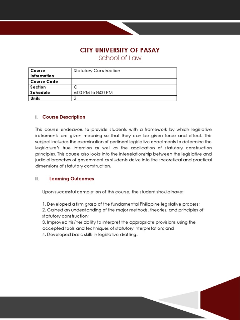 Statutory Construction Course Overview | PDF | Statutory Interpretation ...