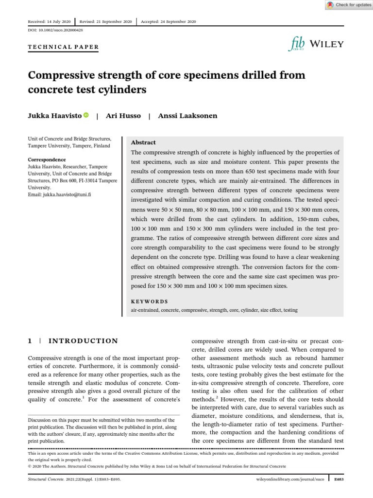 Structural Concrete 2020 Haavisto Compressive Strength of Core