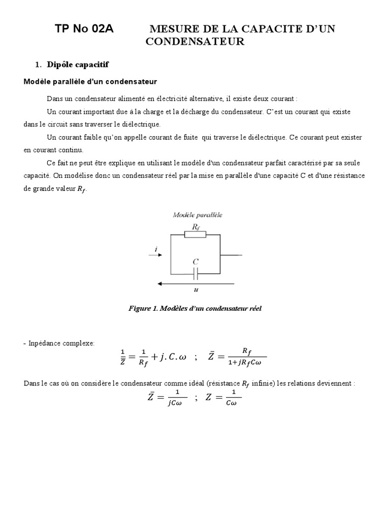 Mesure de la Capacité d'un Condensateur PDF Condensateur — free download