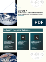 Lecture 7 - Source Rocks and Reservoir Geochemistry