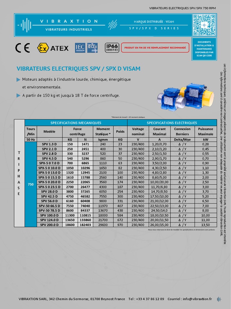 Vibrateurs Électriques SPV/SPX 750 RPM | PDF