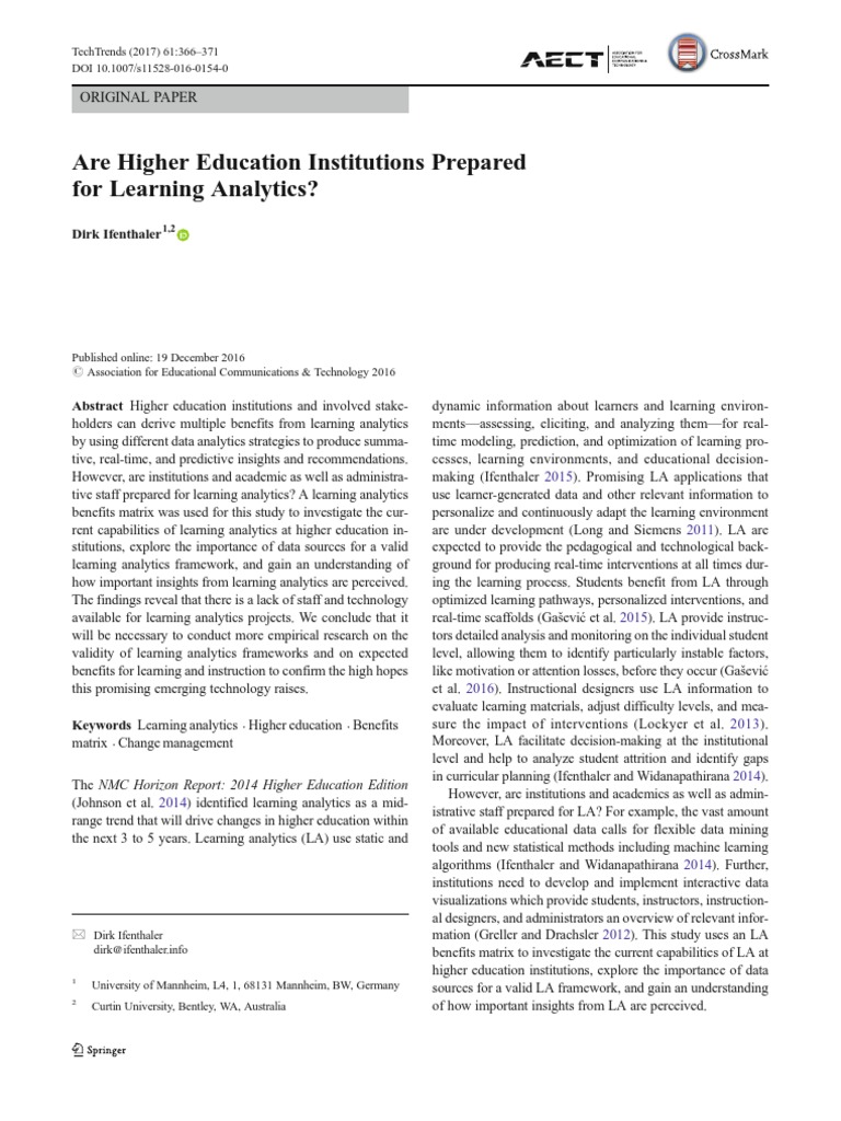 Higher Ed Readiness for Learning Analytics | PDF | Analytics ...