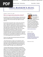 Greg Mankiw's Blog How Are Wages and Productivity Related