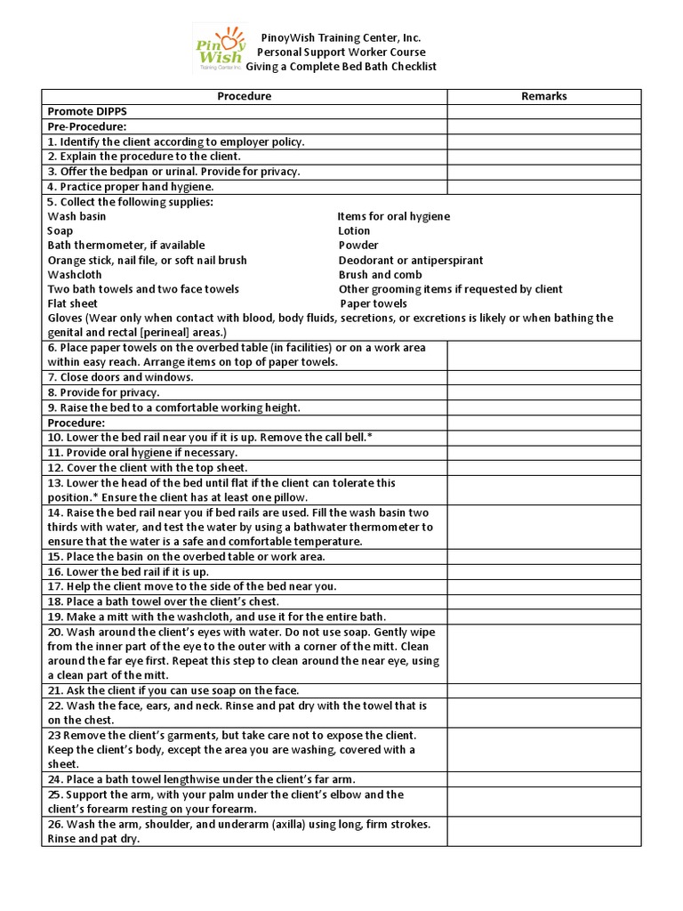 Bed Bath | PDF | Hygiene | Abdomen