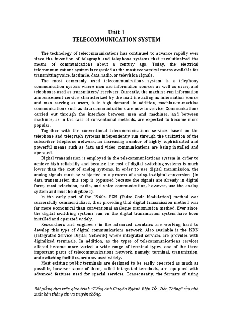 An overview of digital telecommunication systems pdf