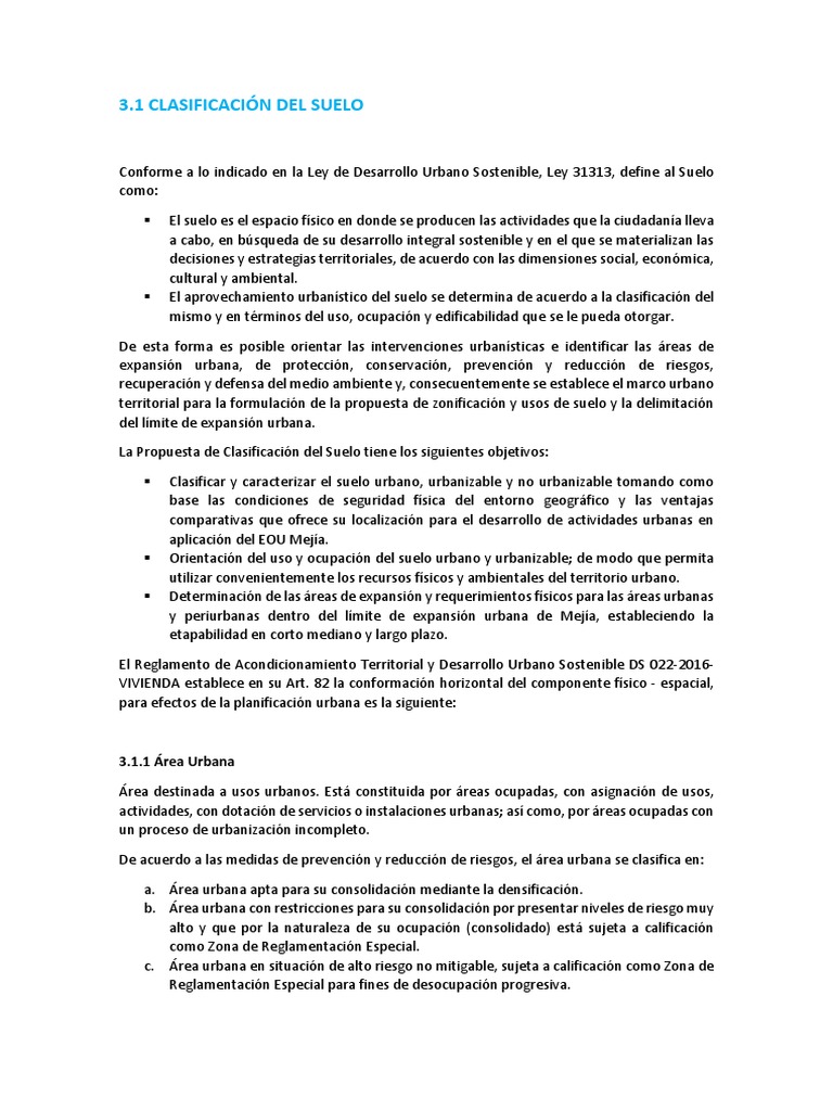 Clasificación del suelo urbano, urbanizable y no urbanizable según la