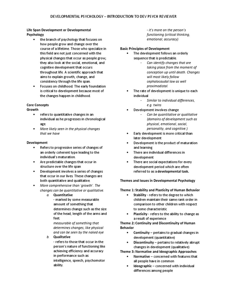 Key Concepts in Developmental Psychology | PDF | Developmental ...
