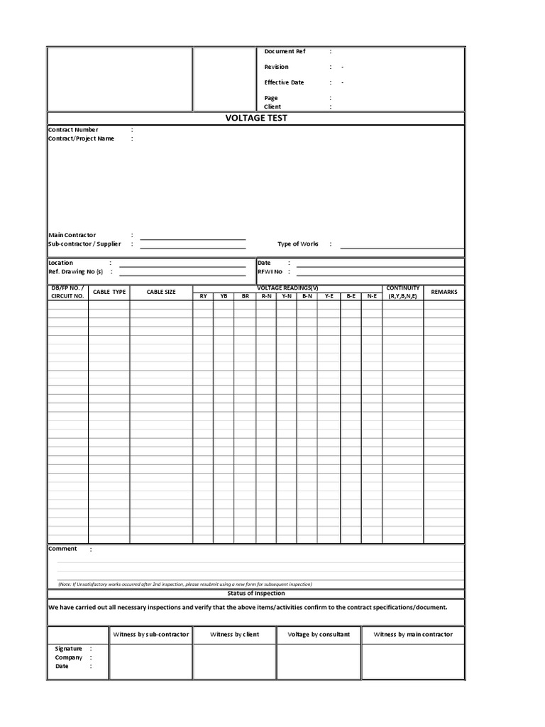 Electrical Test Report Template | PDF