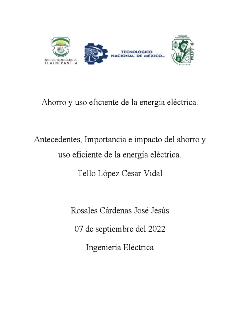 Ahorro y Uso Eficiente de La Energía Eléctrica | PDF | Uso eficiente de ...