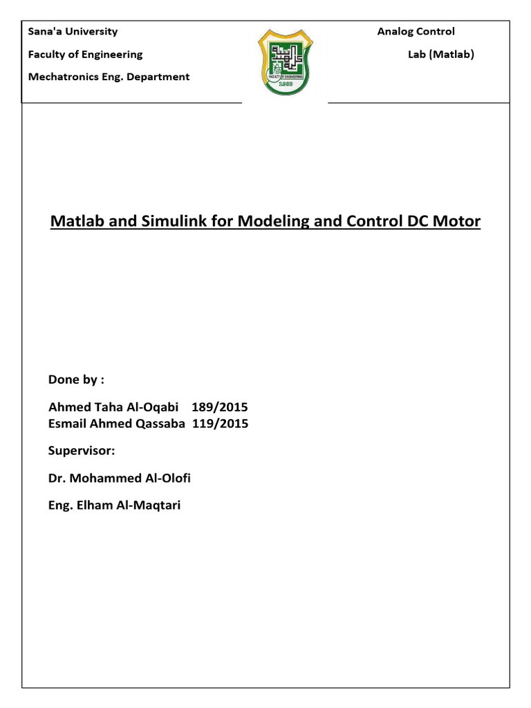 Matlab and Simulink For Modeling and Control DC Motor | PDF | Control ...