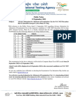 Public Notice 13 September 2022: S. No. Subject Code Subjects Date of Exam
