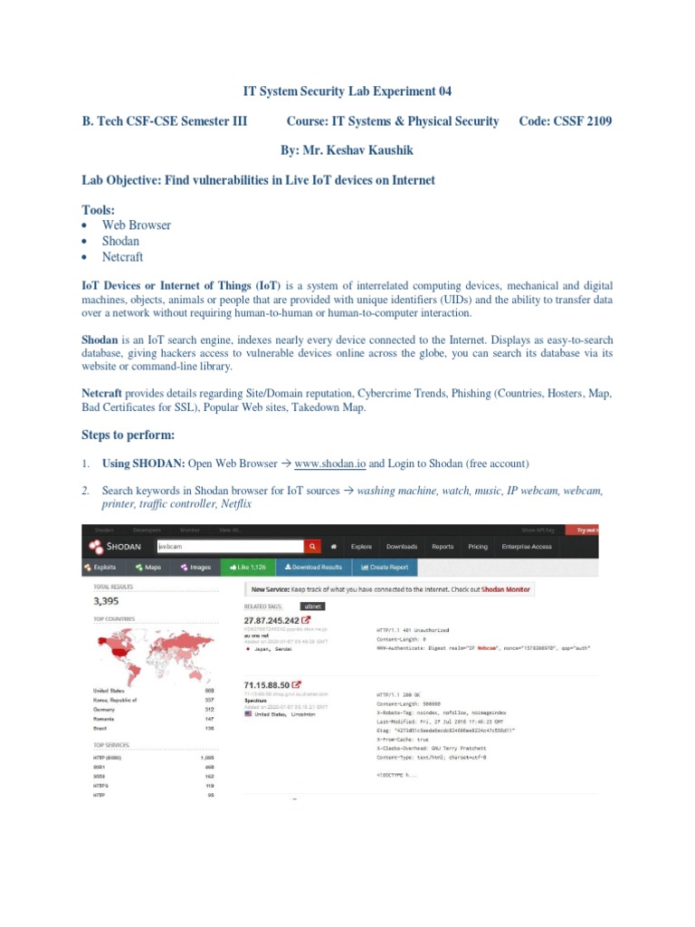 IoT Device Vulnerability Assessment Lab | PDF | World Wide Web ...