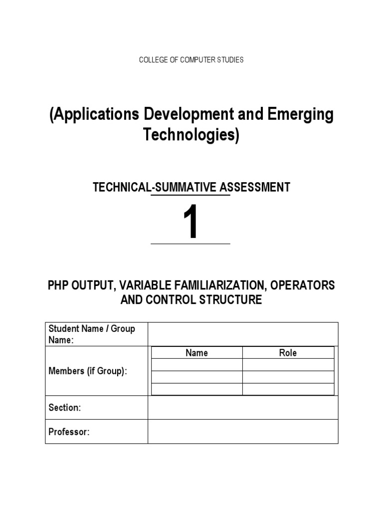 SA1 - Variable, Operators and Control Structures | PDF | Php | Control Flow