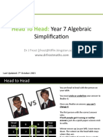 HeadToHead Year7 AlgebraicSimplification