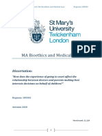 “How does the experience of going to court affect the  relationship between doctors and parents making best  interests decisions on behalf of children?” 