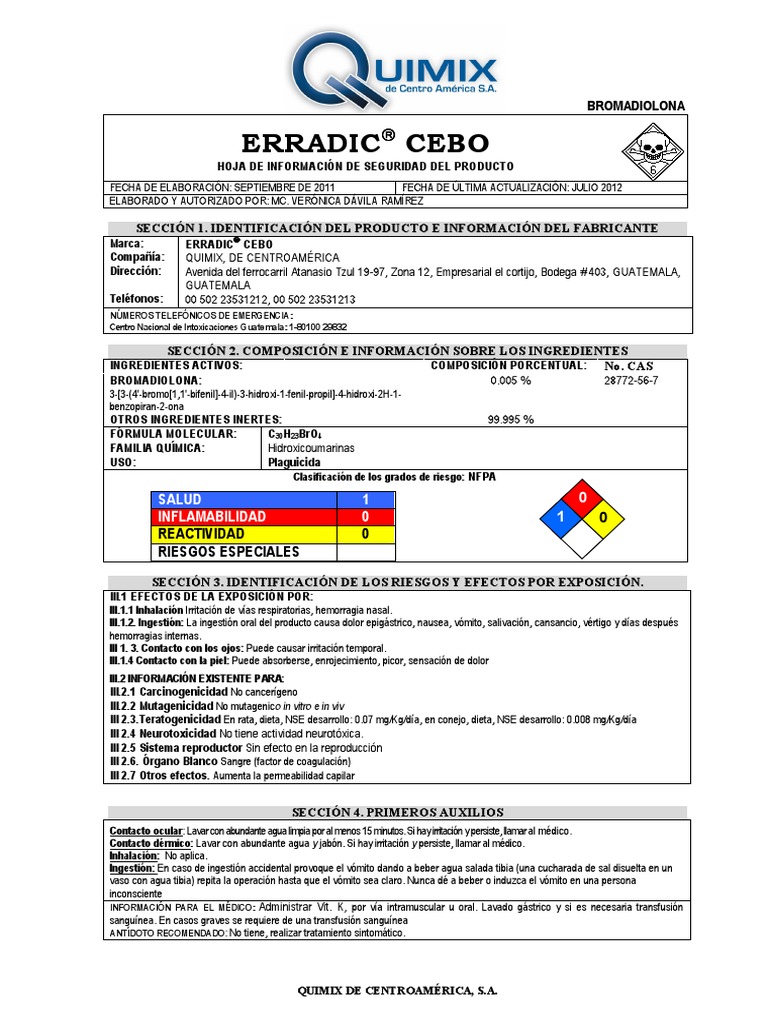 Erradic Granulado - MSDS | PDF | Residuos | Agua