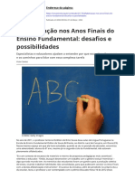 Alfabetizacao Nos Anos Finais Do Ensino Fundamental Desafios e Possibilidades