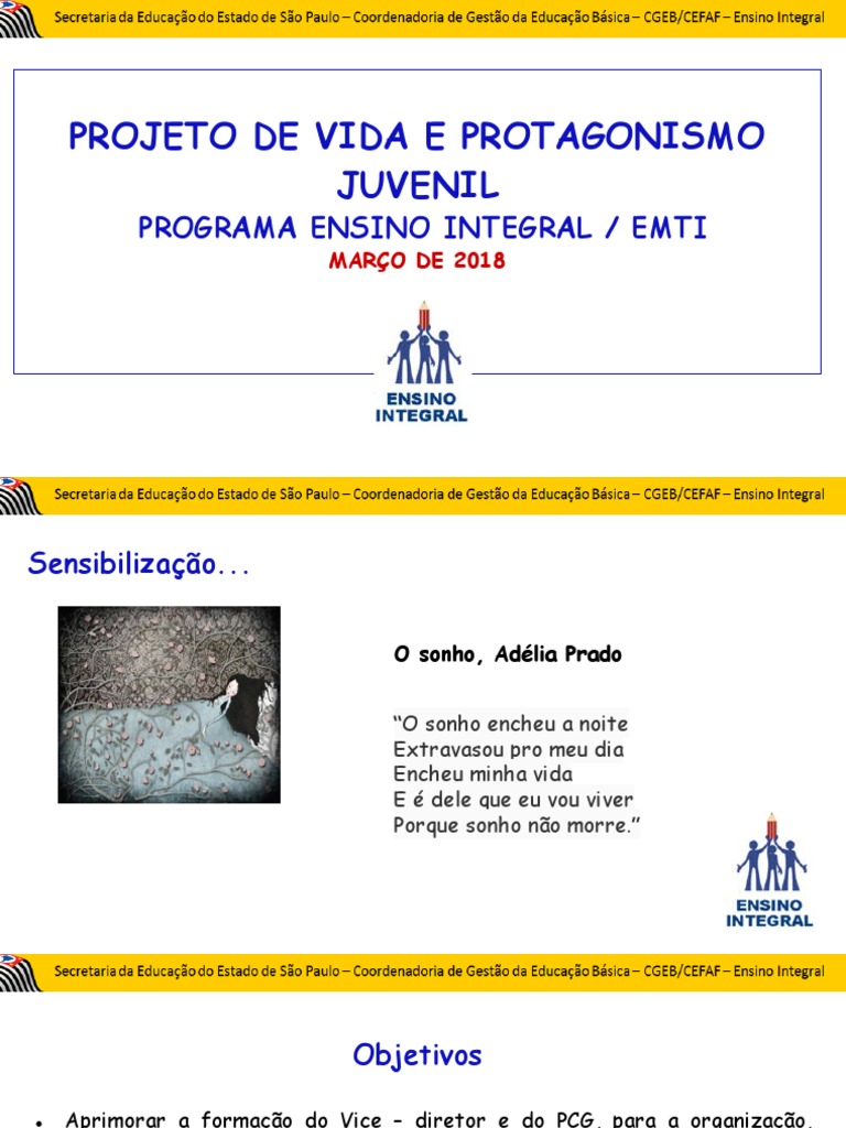 Slides Formao Projeto Vida E Protagonismo Juvenil Pdf Pedagogia
