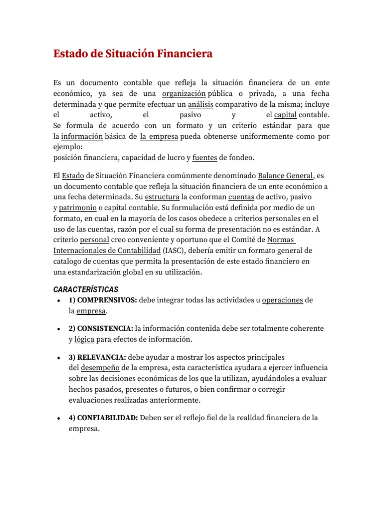 Estado de Situación Financiera | PDF | Depreciación | Contabilidad