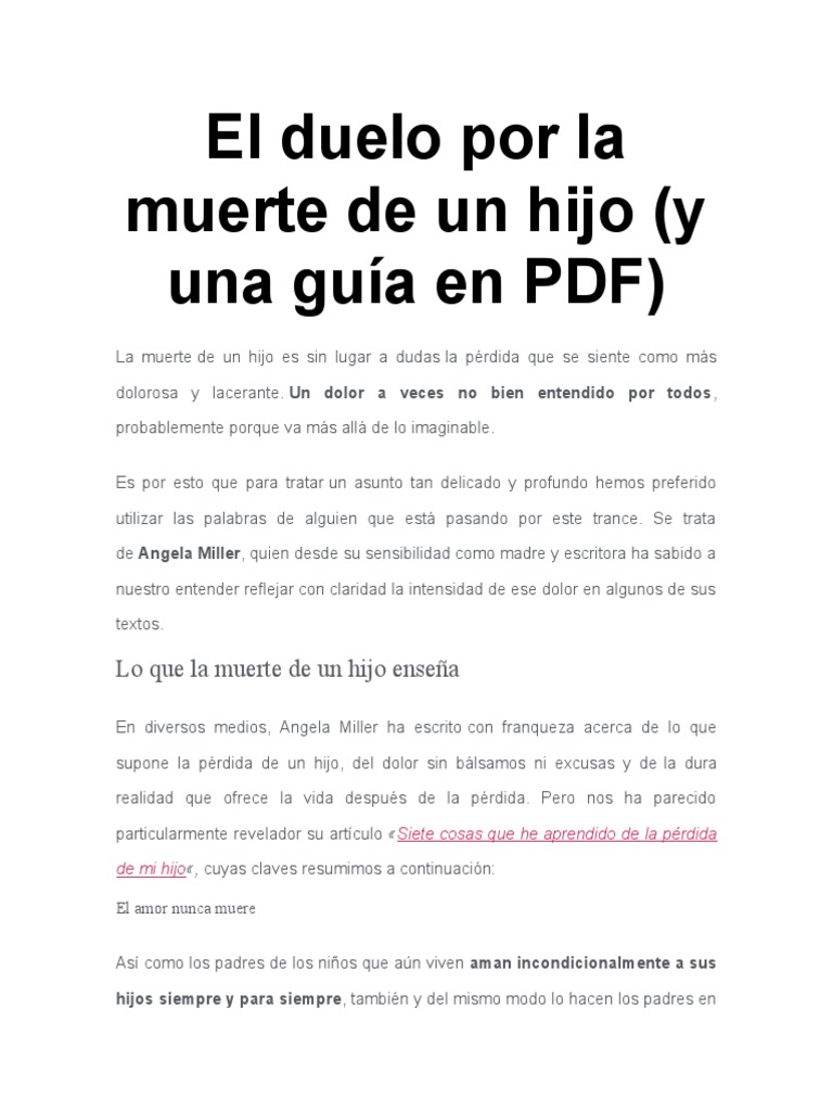 Reflexiones sobre el duelo de un hijo | PDF | Amor | Muerte