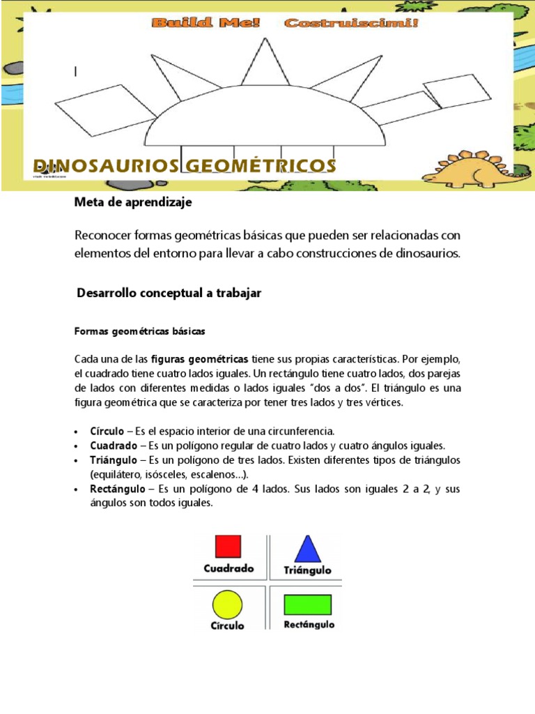 Dinosaurios Geométricos para Niños | PDF | Métodos y materiales de ...
