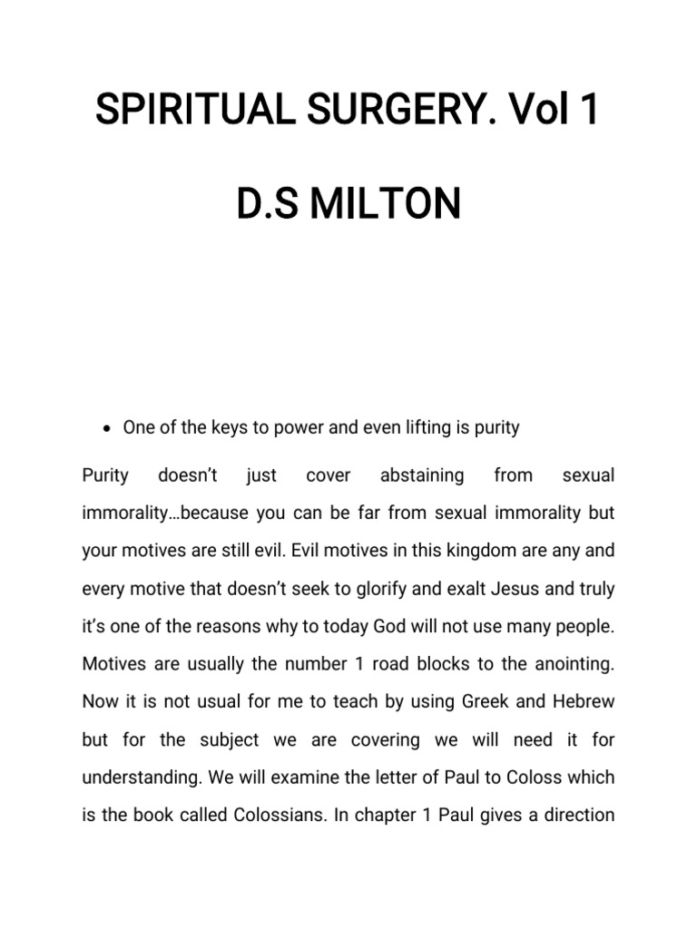 Spiritual Surgery Vol 1 Pdf Jesus Paul The Apostle