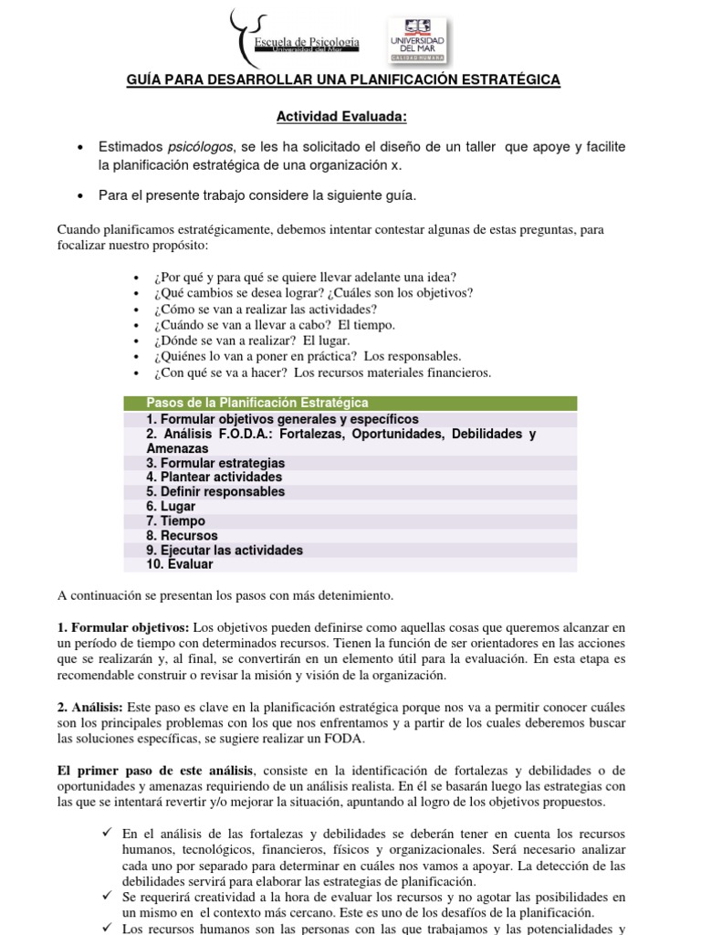 Guía para Desarrollar Una Planificación Estrategica | PDF ...