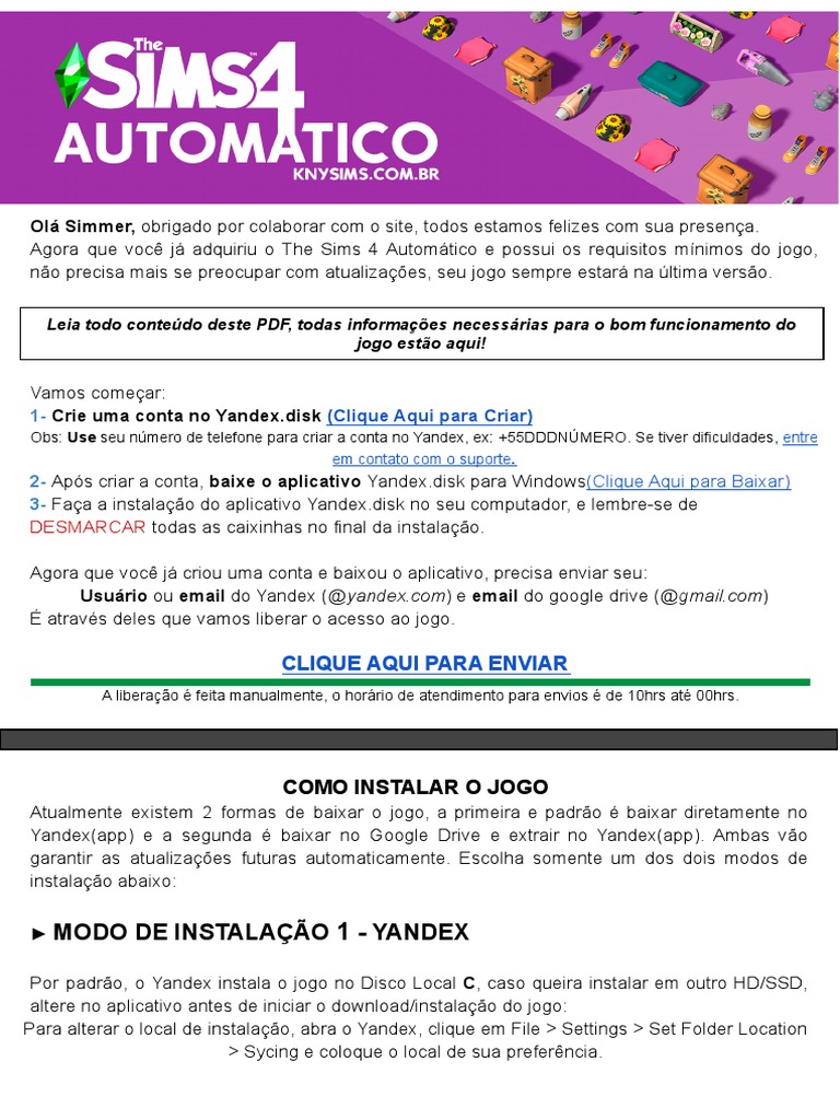 Instalação do The Sims 4 Automático | PDF | Aplicativo para celular ...