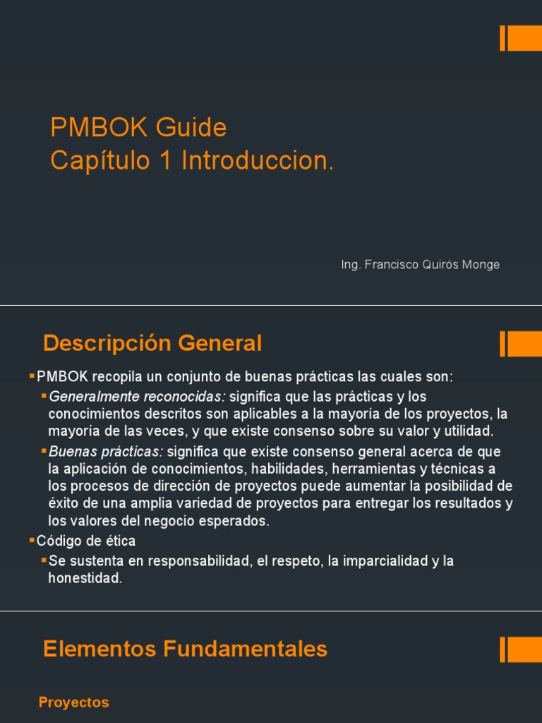 Introducción al PMBOK y Dirección de Proyectos | PDF | Evaluación del ...